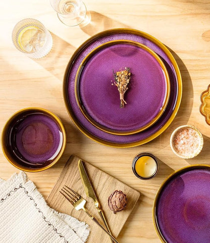 Ceramic Dinnerware Set for 6, 18-Piece Plates and Bowls Set | Handmade Reactive - Image 3