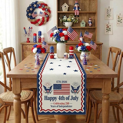 Patriotic Table Runner Decor, 250th Anniversary 4th of July American Flag - Image 7