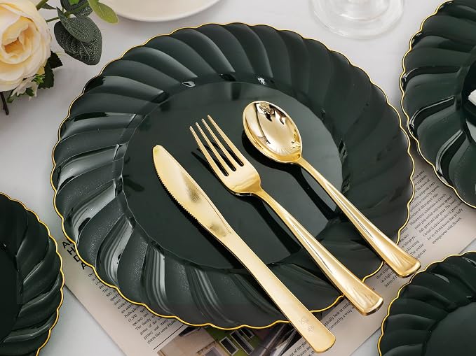 YOUBET 150PCS Emerald Green Plastic Plates - Image 7