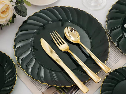 YOUBET 150PCS Emerald Green Plastic Plates - Image 7