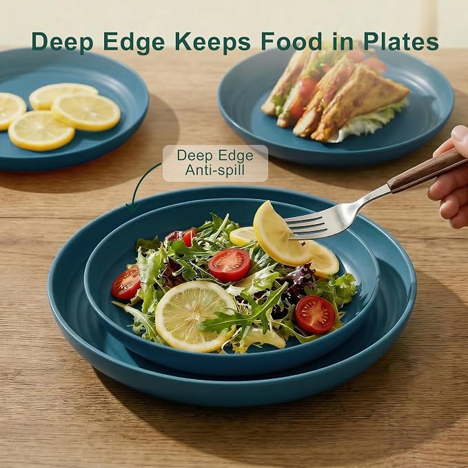 Wheat Straw Dinnerware Sets for 8, Unbreakable Bowl and Plate Set 40 Piece - Image 6