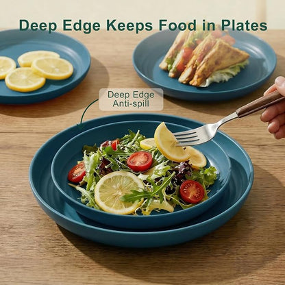 Wheat Straw Dinnerware Sets for 8, Unbreakable Bowl and Plate Set 40 Piece - Image 6