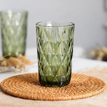 Bandesun Thick Glassware Drinking Glass set of 6 Diamond Kitchen Glasses - Image 5