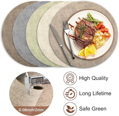 Round Faux Leather Placemats and Coasters, Reversible Heat Resistant Non-Slip - Image 5