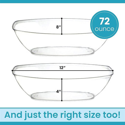 Clear Disposable Oval Serving Bowls, Party Snack Salad Bowl 4 Pack - Image 2
