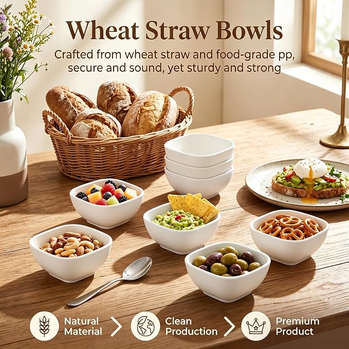 5 OZ Sauce Bowls, Wheat Straw Bowls Set of 8, Dishwasher Safe Dip Cups - Image 3