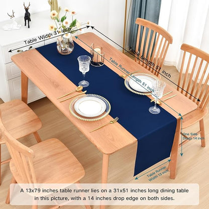 Faux Linen Table Runner Water Resistant 13 x 72 in, Coffee Table Runner - Image 2
