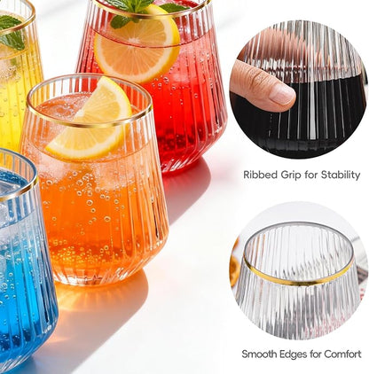 N9R 40PCS Plastic Wine Glasses Disposable, 14 oz Gold Rim Cocktail Spritz | - Image 6
