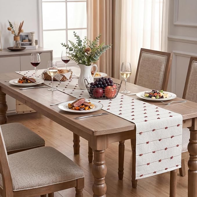Artoid Mode Caramel Boho Farmhouse Cotton Woven Table Runner, Seasonal Fall - Image 4
