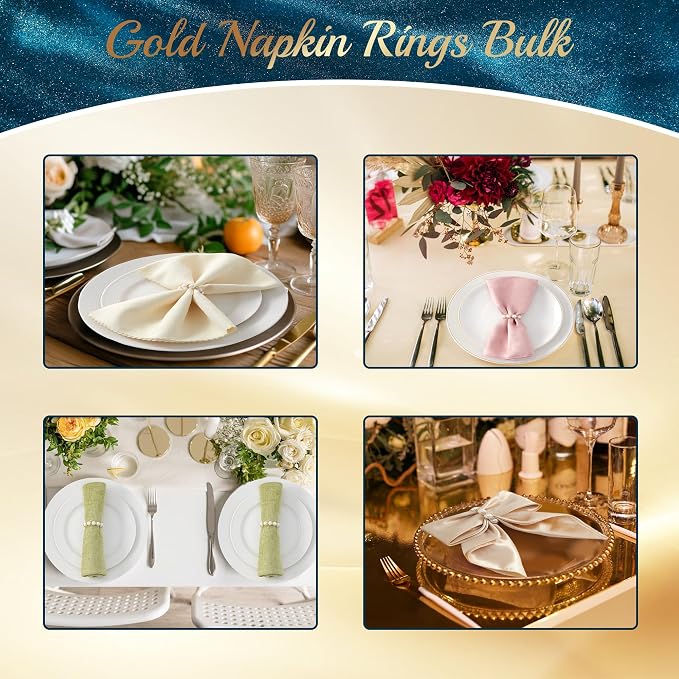 APTWOW Pearl Gold Napkin Rings Set of 100 - Image 7