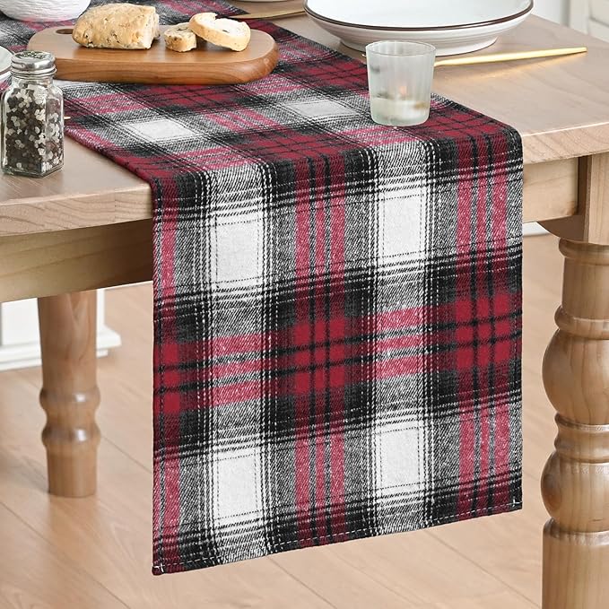Artoid Mode Red Black Farmhouse Plaid Christmas Table Runner, Valentine Rustic by ArtoidMode