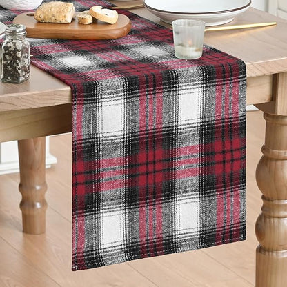 Artoid Mode Red Black Farmhouse Plaid Christmas Table Runner, Valentine Rustic by ArtoidMode