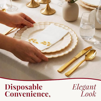 HEAVYWEIGHT Ivory Scalloped Plastic Plates - Image 2