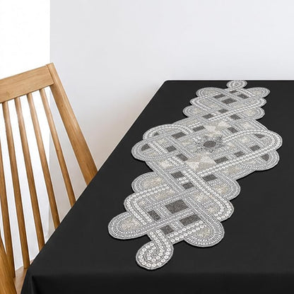 Handmade Beaded Table Runner 13 x 36 Inch, Elegant Dining Table Centerpiece - Image 7