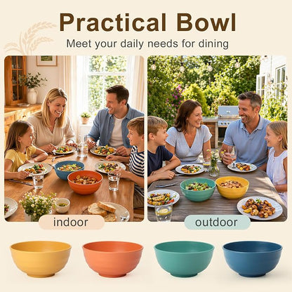 Wheat Straw Bowls 60oz, Unbreakable Ramen Bowl Set of 8, Large Plastic Bowls - Image 7
