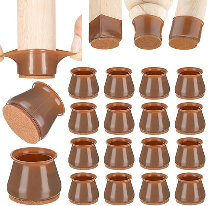 Aneaseit Chair Leg Floor Protectors - 16 pcs Brown - Felt Bottom Silicone Pads for Hardwood Floors & Furniture Feet - Rubber Caps for Chairs - Medium