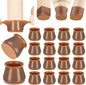 Aneaseit Chair Leg Floor Protectors - 16 pcs Brown - Felt Bottom Silicone Pads for Hardwood Floors & Furniture Feet - Rubber Caps for Chairs - Medium