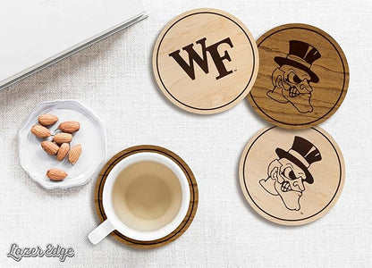 LazerEdge Wake Forest Demon Deacons Wooden Coaster Set - Cherry Wood - Officially Licensed Product - 4-Pack