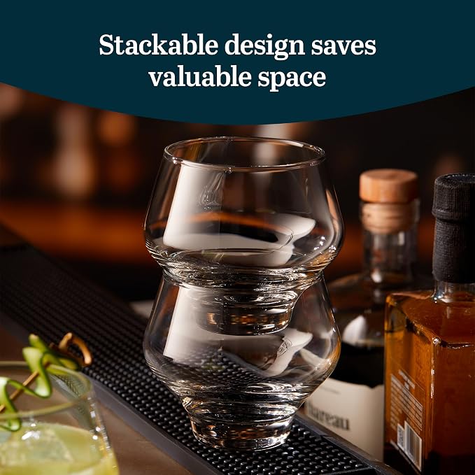 Libbey Mezcal All Purpose Spirits Glasses Set of 4, Stemless Stackable Cocktail - Image 4