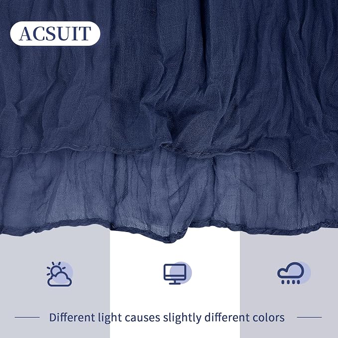 8 Pack Navy Blue Cheesecloth Table Runner 20 x 120 inch Gauze Table Runners 10 - Image 3