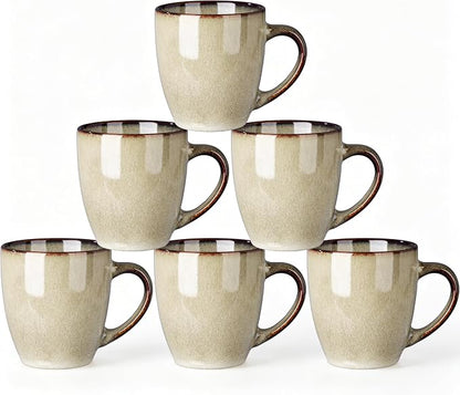 GBhome Ceramic Coffee Mugs Set of 6, 12oz Stoneware Coffee Mugs Set by GBhome