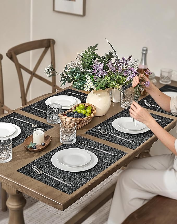 Leetaltree Black and Grey Woven Placemats Set of 4 - Image 3