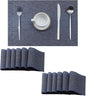 Leetaltree Denim Blue Placemats Set of 12 - Heat Resistant Non-Slip Place mats for Dining Table, Washable Durable PVC Vinyl Woven Table Mats（Denim Blue, 12）