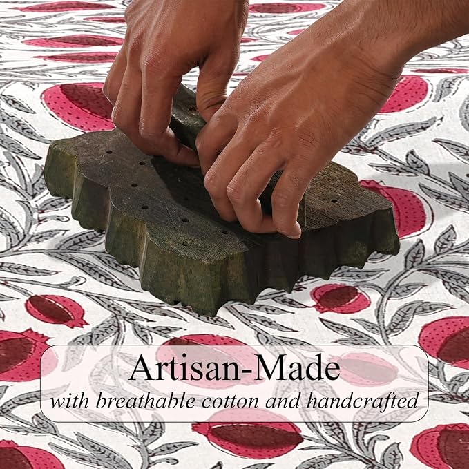 Sangria Red Hand Block Print 100% Cotton Table Runner 16x106 Inch | Perfect - Image 3