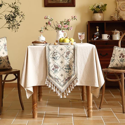 Patdrea Designer French Elegant Linen Table Runner, Floral Pattern - Image 3