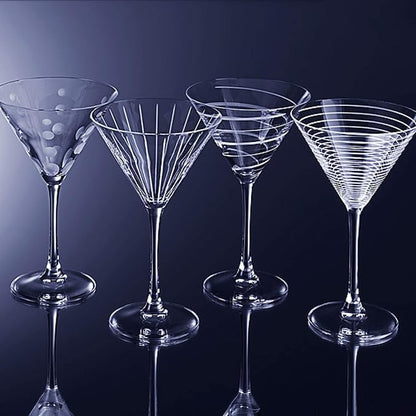 Mikasa Cheers 10-Ounce Martini Glasses, Fun Etched Designs, Durable Clear Glass - Image 6