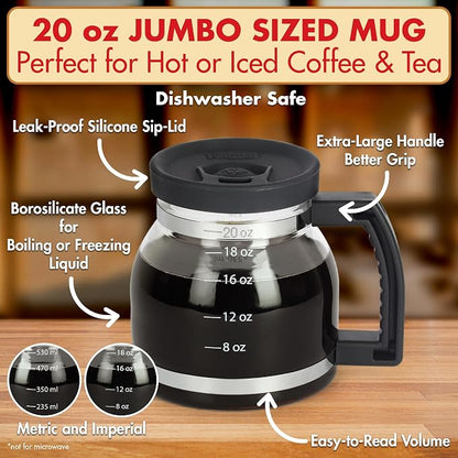 Cupa Joe Coffee Mug – 20oz Borosilicate Glass Diner Pot Mug - Image 2