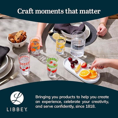 Libbey Vintage Juice Drinking Glasses Set of 4, Retro Fruit Design Glass Cups - Image 6