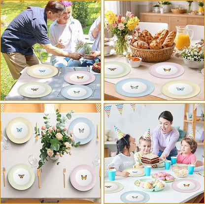 4 Set 10 Inch Butterfly Melamine Plates Spring Butterfly Dinnerware Set - Image 7