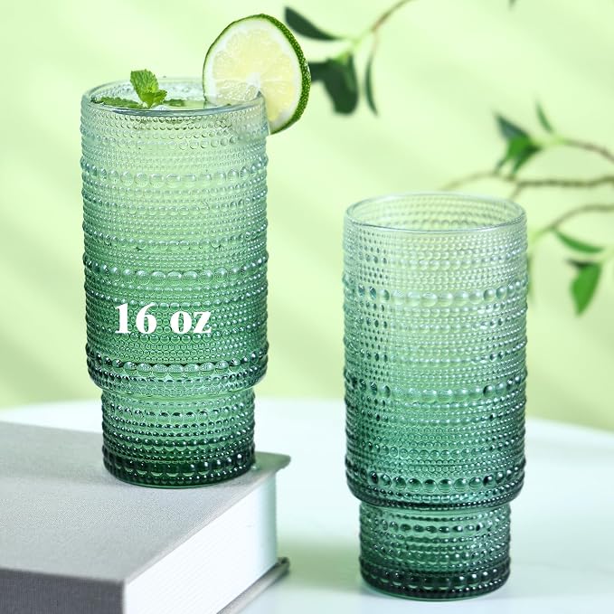 Large Capacity 16 oz Hobnail Drinking Glasses Set of 12, Vintage Glassware - Image 4