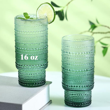 Large Capacity 16 oz Hobnail Drinking Glasses Set of 12, Vintage Glassware - Image 4