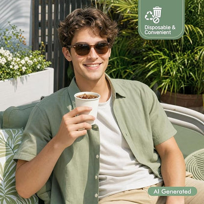 Paper Coffee Cups, 8 oz, 400 Pack | White disposable paper hot coffee cups - Image 5