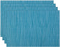 Winknowl Placemats Set of 4, Heat Resistant Stain Resistant Woven Vinyl Insulation Place mats, Durable Washable Elegant Table Mats for Kitchen Dining Table Decor (Teal Blue)