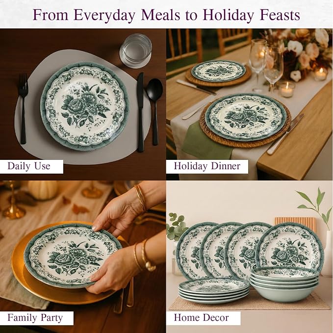 Royal 12-Piece Porcelain Dinnerware Set - Image 9
