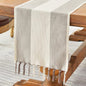 Wracra Linen Table Runner, Stripe Table Runners 90 Inches Long Coffee | by Wracra