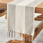 Wracra Linen Table Runner, Stripe Table Runners 60 Inches Long Coffee | by Wracra