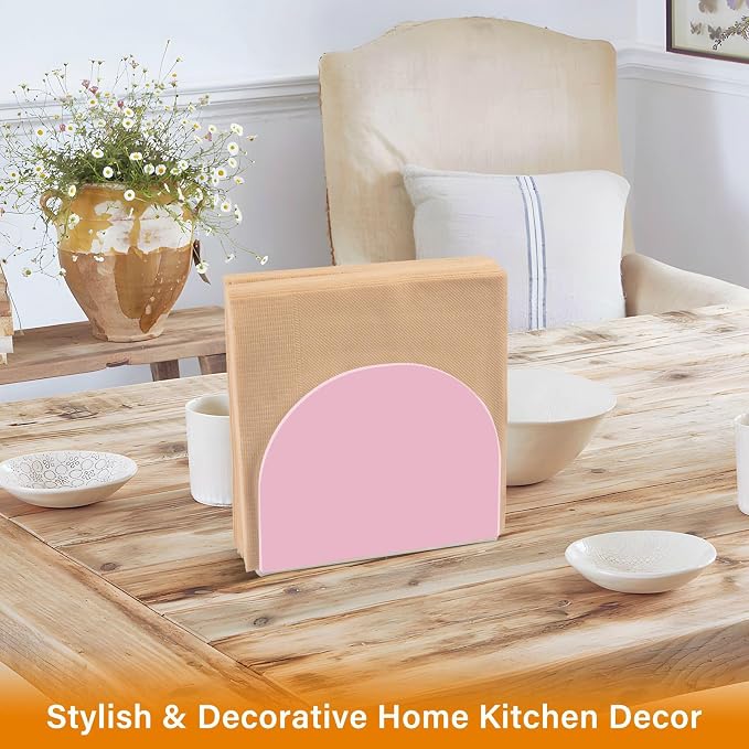 YETTASBIN Pink Napkin Holder for Table, Acrylic Upright Non Slip Tabletop - Image 5