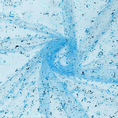 Artoid Mode 6PCS Light Blue Gauze Table Runner 120 Inch 10FT, Glitter Metallic Foil Sheer Dining Wedding Anniversary Holiday Table Decor for Home Party