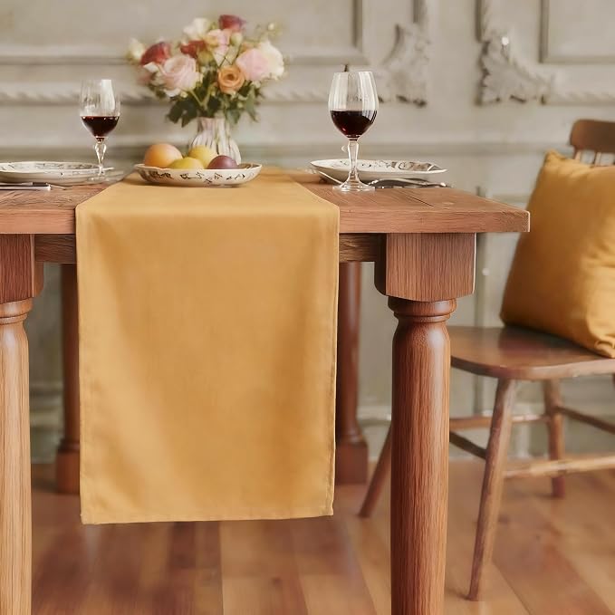 FOLINS&HOME Gold Waterproof Decorative Table Runner 108 Inches Long | 210GSM by FOLINSHOME