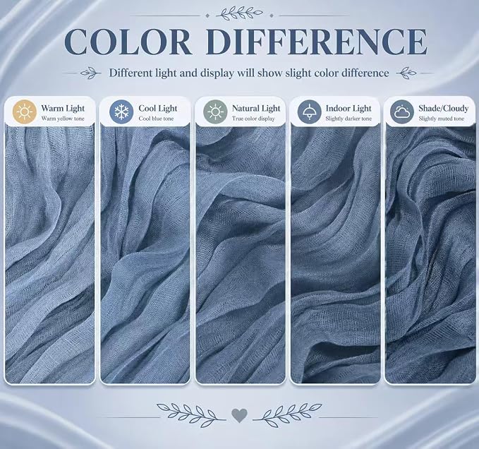 2 Pack Dusty Blue Cheesecloth Table Runner 17x108 Inch Boho Rustic Semi Sheer - Image 6