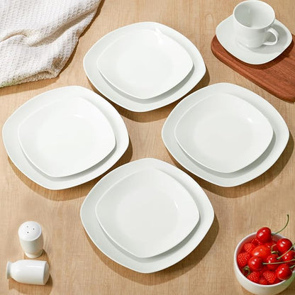 10" Square Dinner Plates Set of 4, Appetizer & Dessert, Dishwasher Safe - Image 6