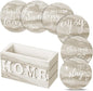 Queekay Coasters Set of 6 House Warming Gifts New Home Wooden Farmhouse Drink by Queekay