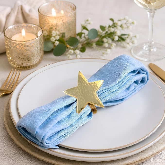 Star Napkin Holders, Durable Aluminum Napkin Rings Set of 8 - Image 3