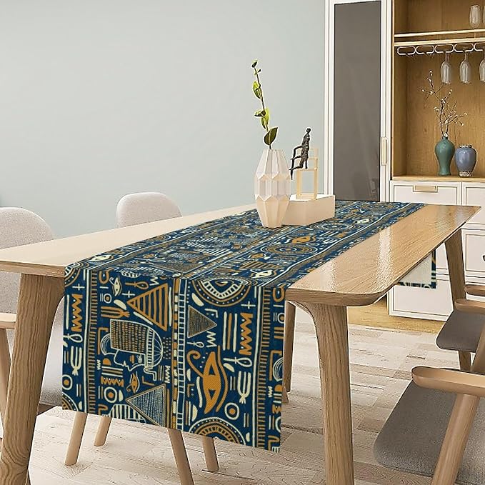 Retro Ancient Egypt Table Runner Vintage Ethnic Ornament Tribal Dinner Runner - Image 2