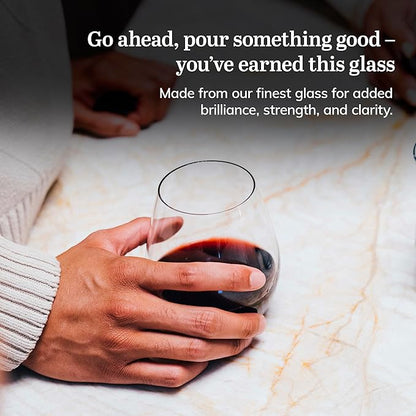 Libbey Signature Red Wine Glasses Set of 4, Elegant, Dishwasher Safe Glass Stemless Wine Glasses, Elegant Wine Glasses for Weddings, Birthdays & More