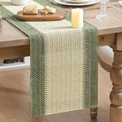 Artoid Mode Dark Green Farmhouse Rustic Paper Braided Table Runner, Seasonal by ArtoidMode